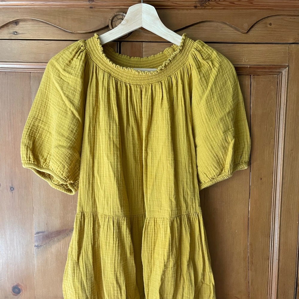 Women's Puff Sleeve Mustard Dress Medium